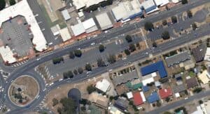 Benabrow carpark and roundabout in 2013.  The gardens that had been planted have now disappeared